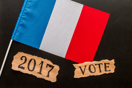 Elections in France.  Vote, 2017, inscription on crumpled piece of paper. Politics conceptの写真素材