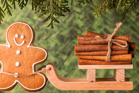Gingerbread homemade man.  Christmas and New Year concept