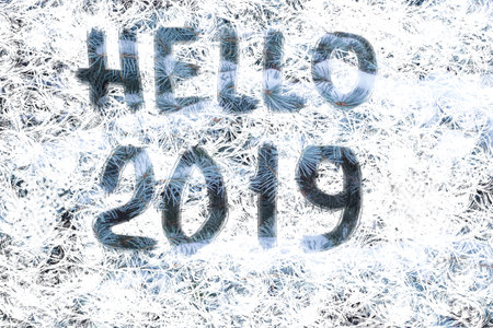 Hello 2019 text, the concept of a new year
