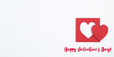 Happy Valentine's day greetings. red paper heart on white background. Valentines day card. template...