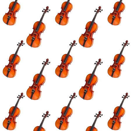 Violin seamless pattern on white Background. Seamless pattern violin music instrument. Minimalistic concept of music. Violin printの写真素材