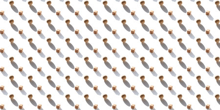 Seamless pattern wooden geometric shapes cube and ball on a white background