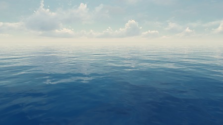 Daytime cloudscape background. Cumulus over mirror ripple surfaceの写真素材