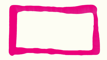 Abstract hand painted pink watercolor frame on rough textured paper white background with copy...