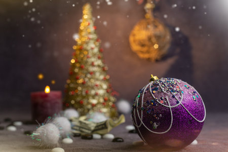 golden christmas tree creative picture new year christmas decorationの写真素材