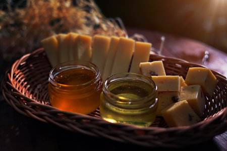 Very beautiful decoration made of honey, creative photo. High quality photoの写真素材