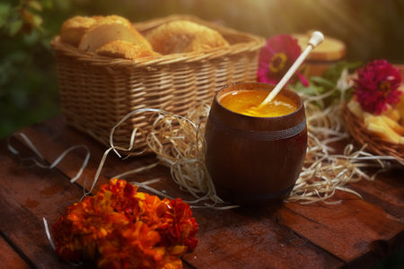 Very beautiful decoration made of honey, creative photo. High quality photoの写真素材