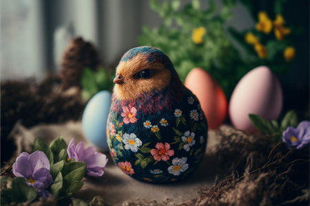Happy Easter . 3d rendering. Typographical , light, heart. Greeting card invitation. Background...