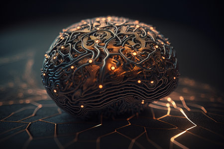Artificial intelligence new technology. Science futuristic Abstract human brain. AI technology CPU central processor unit chipset .Big data .Machine learning and cyber mind domination .Generative AIの写真素材