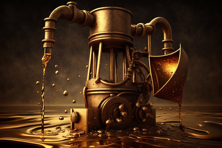 oil production. extraction of money. barrels of oil, netechka, production, sale of petroleum products. Concept of gold oil drilling pump. Petrol, gas. countries. Crude Oil Supply.の素材