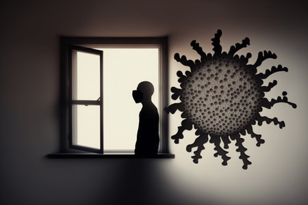 viral strain infections, protection and precautions against disease. Coronavirus respiratory influenza as a dangerous strain of influenza in the event of a pandemic. microscopic virus.の素材