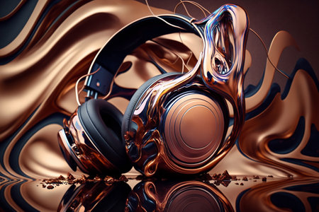 The concept of an eternal theme about the eternity of music. Musical instruments, good mood, ascended aspiration, action, treble clef, sheet music. high quality 3d illustrationの素材