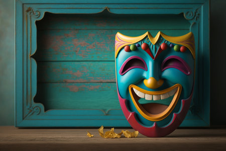 April fools day. April 1st. Fools. Mask of laughter and smiles. Joy and jokes. Clowns and artists. Raffles and fun. Funny greeting card, advertisement, flyer, flyer, article. colorful design.の素材