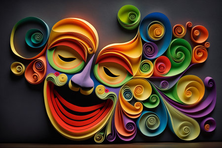 April fools day. April 1st. Fools. Mask of laughter and smiles. Joy and jokes. Clowns and artists. Raffles and fun. Funny greeting card, advertisement, flyer, flyer, article. colorful design.の素材