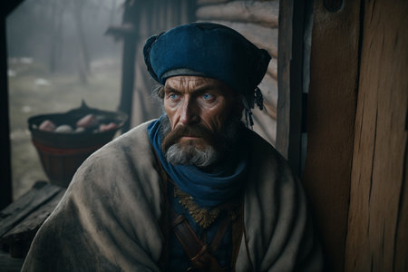 Culture of Ukraine, authenticity, uniqueness, independence and endurance. Local things, clothes, terrain. Yellow Ukrainian symbols, villages. High quality Generative AI.の素材