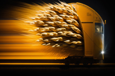 grain exports. Wheat. Grain deal, shipment and transportation of farm and agrarian products and crops, aid to poor countries, famine, business. agricultural income.の素材