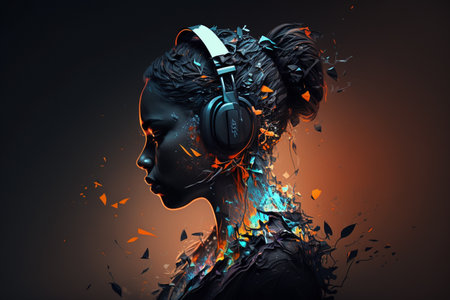 The concept of an eternal theme about the eternity of music. Musical instruments, good mood, ascended aspiration, action, treble clef, sheet music. high quality 3d illustrationの素材