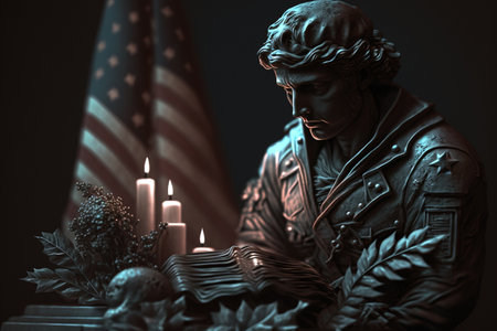 memorial day. Honoring All Who Served. National american holiday with USA flag. national. Remember and honour. Patriotic. high quality 3d illustrationの素材