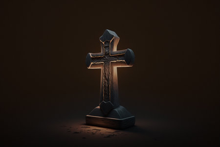 cross of christian religion. orthodoxy and catholicism divine symbols in shape of cross, Jesus Christ and God, faith sign. Church and pray, religion and resurrection, believe theme.の素材