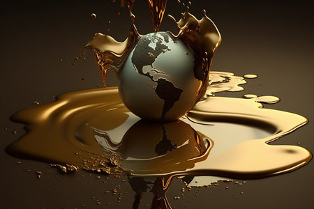 oil production. extraction of money. barrels of oil, netechka, production, sale of petroleum products. Concept of gold oil drilling pump. Petrol, gas. countries. Crude Oil Supply.の素材