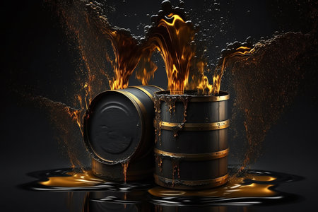 oil production. extraction of money. barrels of oil, netechka, production, sale of petroleum products. Concept of gold oil drilling pump. Petrol, gas. countries. Crude Oil Supply.の素材