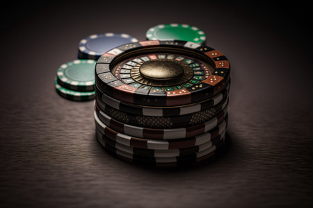 Online casino layout concept, playing cards, dice chips. Online poker, roulette, sports betting, soccer. Vegas Gambling. slot machine. creative decorationsの素材
