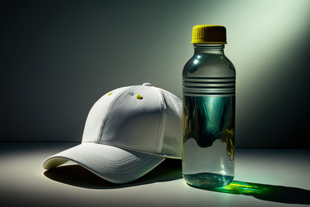 Elements and precautions against sunstroke. Help in hot weather, taking care of your health in the summer, in bright sun, in the heat, and in poor well-being. Water cooling refreshments global warmingの素材