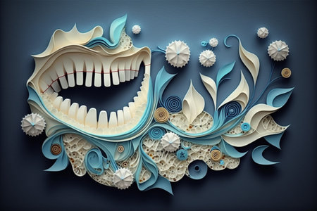 Oral health and dental examination creativity. Abstract tooth dentist clinic, stomatology medicine concept. Dental. Oral health and dentistry hygiene. Dentist. high quality 3d illustrationの素材