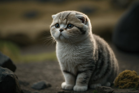 British Scottish Fold cat. Cute and beautiful, loyal pets. .の素材