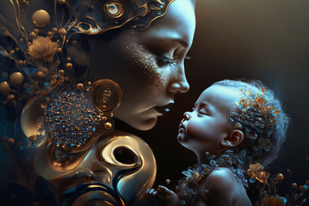 Happy mother's day. One of the most important events, the relationship between parents and their children, care and responsibility, love and devotion, child and adult, pregnancy. mother.の素材