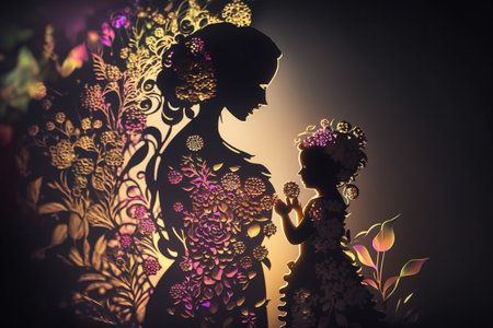 Happy mother's day. One of the most important events, the relationship between parents and their children, care and responsibility, love and devotion, child and adult, pregnancy. mother.の素材