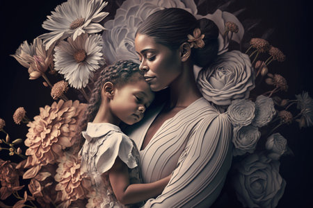 Happy mother's day. One of the most important events, the relationship between parents and their children, care and responsibility, love and devotion, child and adult, pregnancy. mother.の素材