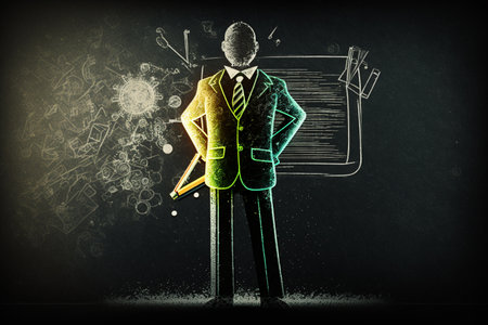 Happy teacher's day greeting card. Education and learning, school curriculum, teacher, professor, Creative banner poster. The way of the future. academic.の素材