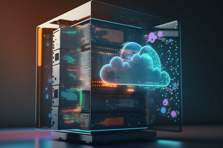 linking computer to cloud with server, connection Online, cloud storage, contact, computing, Devices connected to storage in the data center , tablet, phone home devices with online.の素材
