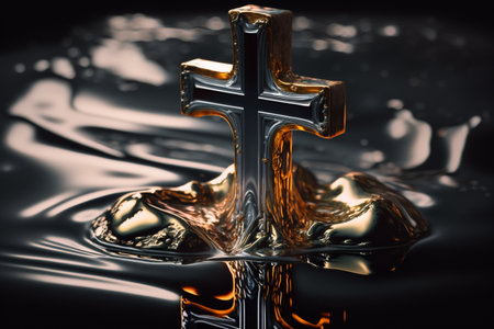 cross of christian religion. orthodoxy and catholicism divine symbols in shape of cross, Jesus Christ and God, faith sign. Church and pray, religion and resurrection, believe theme.の素材