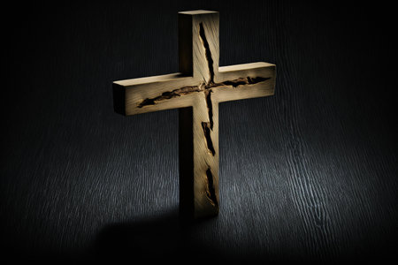 cross of christian religion. orthodoxy and catholicism divine symbols in shape of cross, Jesus Christ and God, faith sign. Church and pray, religion and resurrection, believe theme.の素材