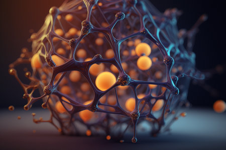 Brain structure Neuroscience. Neural network Human nervous system. Neurology, connections, development of thought and reflection, brain and mind, cells molecular, transmitting signalsの素材