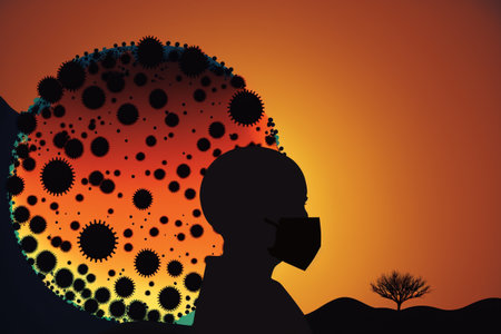 viral strain infections, protection and precautions against disease. Coronavirus respiratory influenza as a dangerous strain of influenza in the event of a pandemic. microscopic virus.の素材