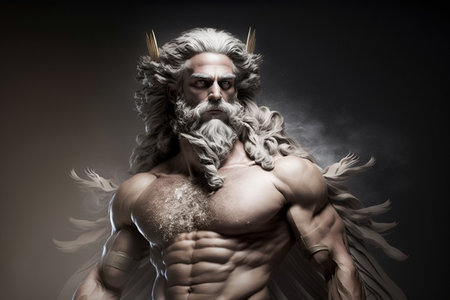 Zeus. Historical Old and Ancient Mythology - Olympic Gods. Greek rulers and lords, heavenly powers, kings. ancient third generation gods, supreme deities who dwelt on mount olympus.の素材