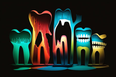 Oral health and dental examination creativity. Abstract tooth dentist clinic, stomatology medicine concept. Dental. Oral health and dentistry hygiene. Dentist. high quality 3d illustrationの素材