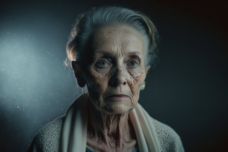 oncology. cancer cells. Chemotherapy. Portrait patient feels optimistic, supports sick people, volunteers. Faith in the future. Fighting to win. treatment and recovery. .の素材