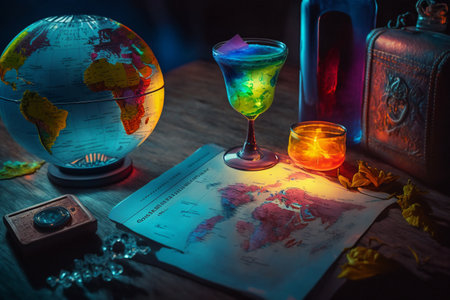 Colorful concept of summer holidays and holidays. Time for rest and leisure, weekends and vacations, entertainment planning, trips, travels. Pleasure. Assembling things, accessories for the trip.の素材