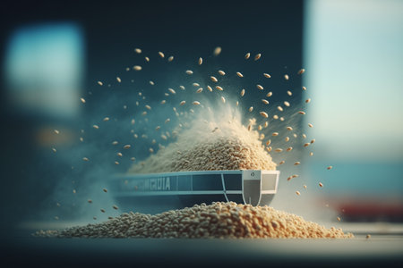 grain exports. Wheat. Grain deal, shipment and transportation of farm and agrarian products and crops, aid to poor countries, famine, business. agricultural income.の素材