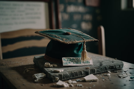 Happy teacher's day greeting card. Education and learning, school curriculum, teacher, professor, Creative banner poster. The way of the future. academic.の素材