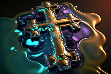 cross of christian religion. orthodoxy and catholicism divine symbols in shape of cross, Jesus Christ and God, faith sign. Church and pray, religion and resurrection, believe theme.の素材