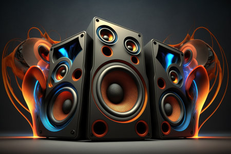 The concept of an eternal theme about the eternity of music. Musical instruments, good mood, ascended aspiration, action, treble clef, sheet music. high quality 3d illustrationの素材