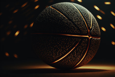 Basketball ball image with brightly beautiful creative texture. Realistic single design.の素材