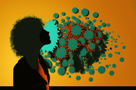 viral strain infections, protection and precautions against disease. Coronavirus respiratory influenza as a dangerous strain of influenza in the event of a pandemic. microscopic virus.の素材