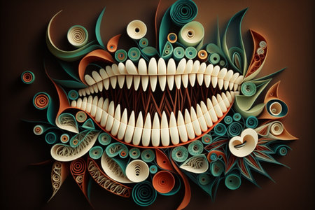 Oral health and dental examination creativity. Abstract tooth dentist clinic, stomatology medicine concept. Dental. Oral health and dentistry hygiene. Dentist. high quality 3d illustrationの素材