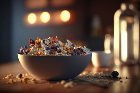 Healthy Homemade Muesli Breakfast Cereal. granola bars.Proper nutrition food set for a healthy lifestyle. healthy eating. Fruit vegetables pure water. organic. Diet. Calorie food. beautiful bodyの素材